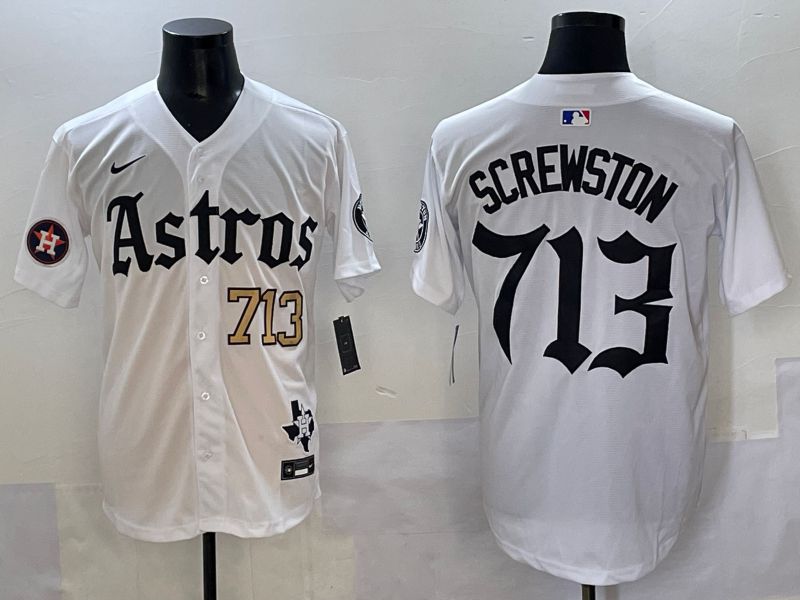 Men 2025 Houston Astros 713 Screwston White Five generations Joint Name Nike MLB Jersey style 6->houston astros->MLB Jersey